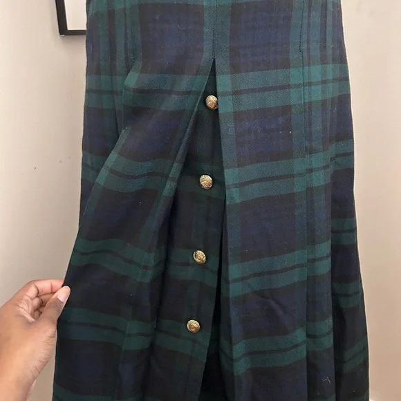 Plaid Green and Blue Women's Skirt - Picture 3 of 4